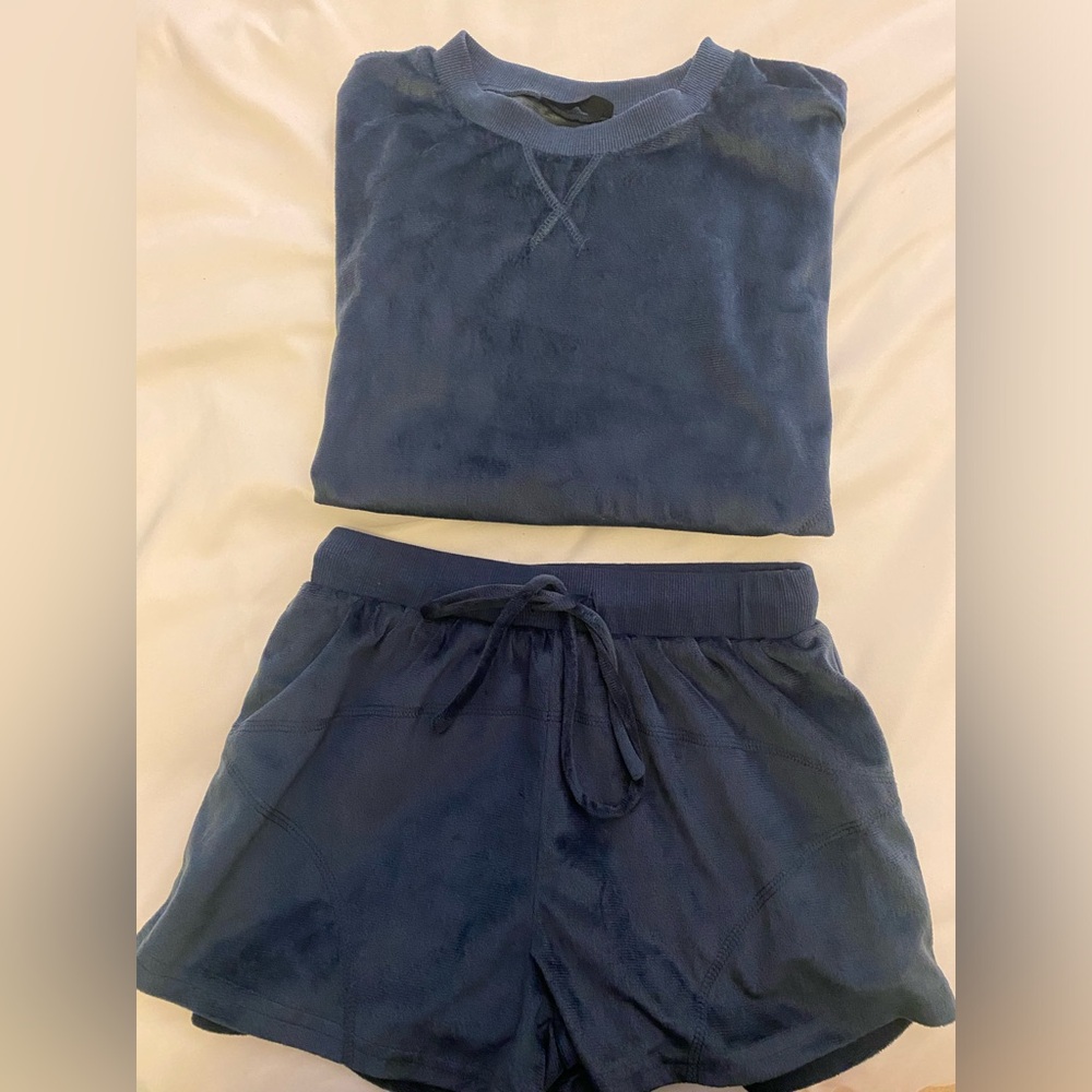 VELOR NAVY BLUE LOUNGE SET